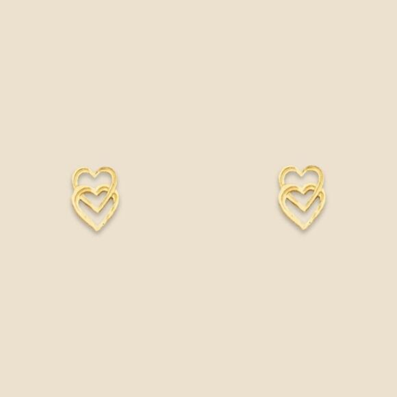 14k Solid Gold Heart Stud Earrings | Birthday Gift | Tiny Heart Post Earrings | - Picture 2 of 6